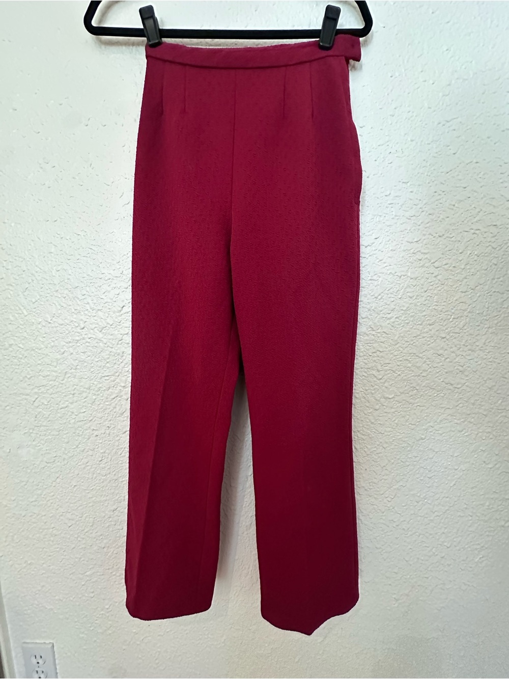 Vintage 1960s hand made High-Rise Straight Leg Trousers in Deep Berry